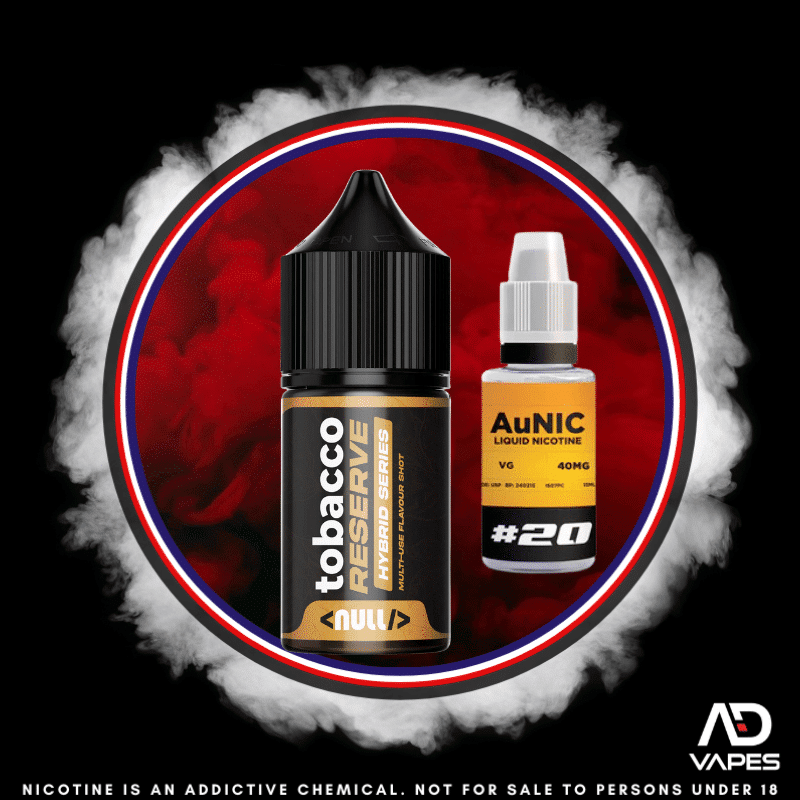 Null Tobacco Reserve 15ml + Nic Shot 20mg Flavour Shot Kit Makes 30ml